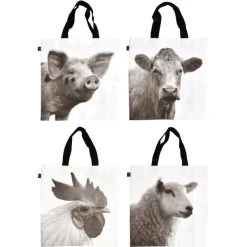 ESSCHERT DESIGN Boodschappentas Volwassen Boerderijdieren - Large