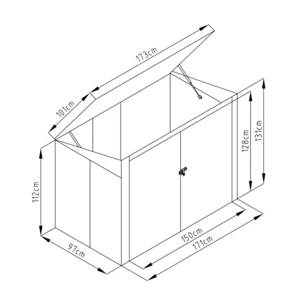 Sinolily Polly B Containerberging - 173 × 101 × 131 Cm - Antraciet 6 Sinolily Polly B Containerberging - 173 × 101 × 131 Cm - Antraciet - Afbeelding 4